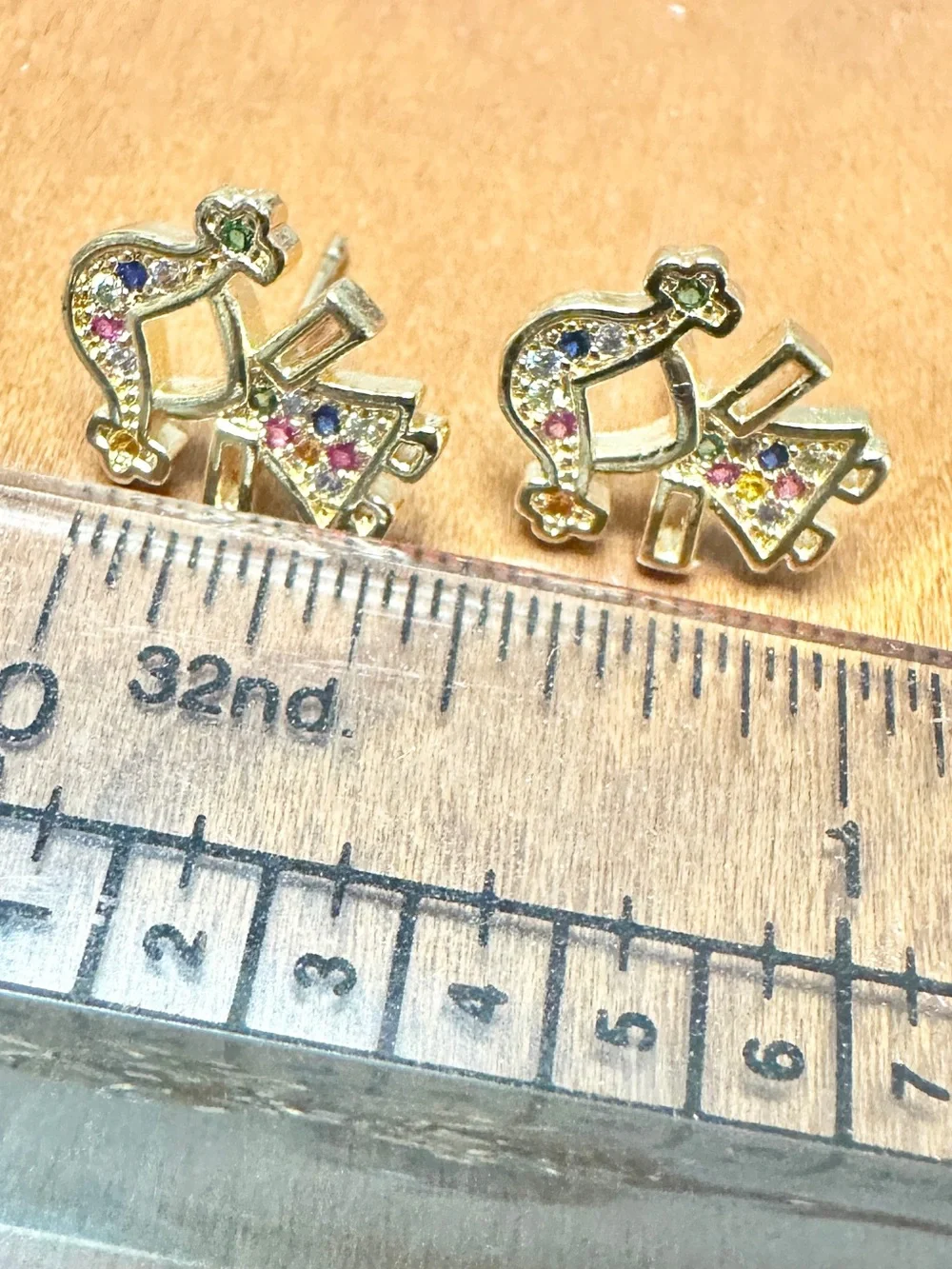 Gold-Tone Multi-Stone Girl Stud Earrings - Kids Accessories